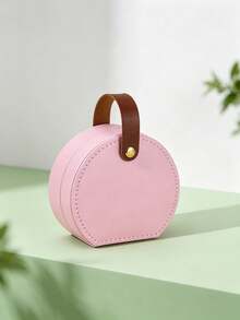 1pc/6pcs Portable Round Jewelry Storage Box With Handle, Multi-Compartment Interior, Soft Lining Anti-Scratch, Mini PU Leather Travel Jewelry Box, Compact Size, Suitable For Storing Rings, Earrings And Small Accessories - Multicolor - View 9