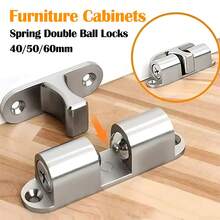 2Pcs Adjustable Double Roller Catch Cabinet Latch, Premium Solid Brass Spring Loaded Double Ball Tension Door Catch With Mounting Screws, Heavy Duty Durable Hardware Fitting For Cabinet Closet Furniture Wardrobe & Interior Doors - Multicolor - View 3