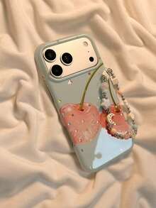 Casing Ponsel Summer Ins Healing Style Gold Star Cherry Kompatibel Dengan Apple 17 Pro Max, 16 Pro, 13, 14 Pro, 15 Pro, 18, 18 Pro Max, Perlindungan Penuh Anti Jatuh Dengan Rantai - MultiWarna - View 1