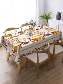 1pc,Autumn Style Tablecloth,Pumpkin & Maple Leaf Print Tablecloth,Square Tablecloth,Picnic Cloth,Multiple Sizes Available,Perfect For Family Dining,Restaurant Decor,Kitchen Decor,Home Decor,Outdoor Party Decor - Multicolor - View 7