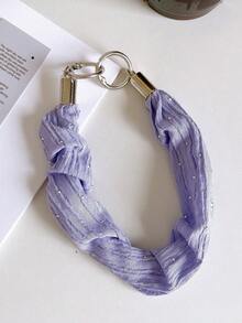 1pc Premium Fashion Pleated Fabric Rhinestone Wrist Rope - Multicolor - View 2