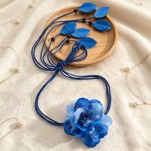 1Pc Boho Chiffon Floral Knotted Waist Sash, Versatile Wax Rope Tassel Tie Belt, Adjustable Summer Beach Wedding Dress Decor For Women - Floral Waist Tie - View 13