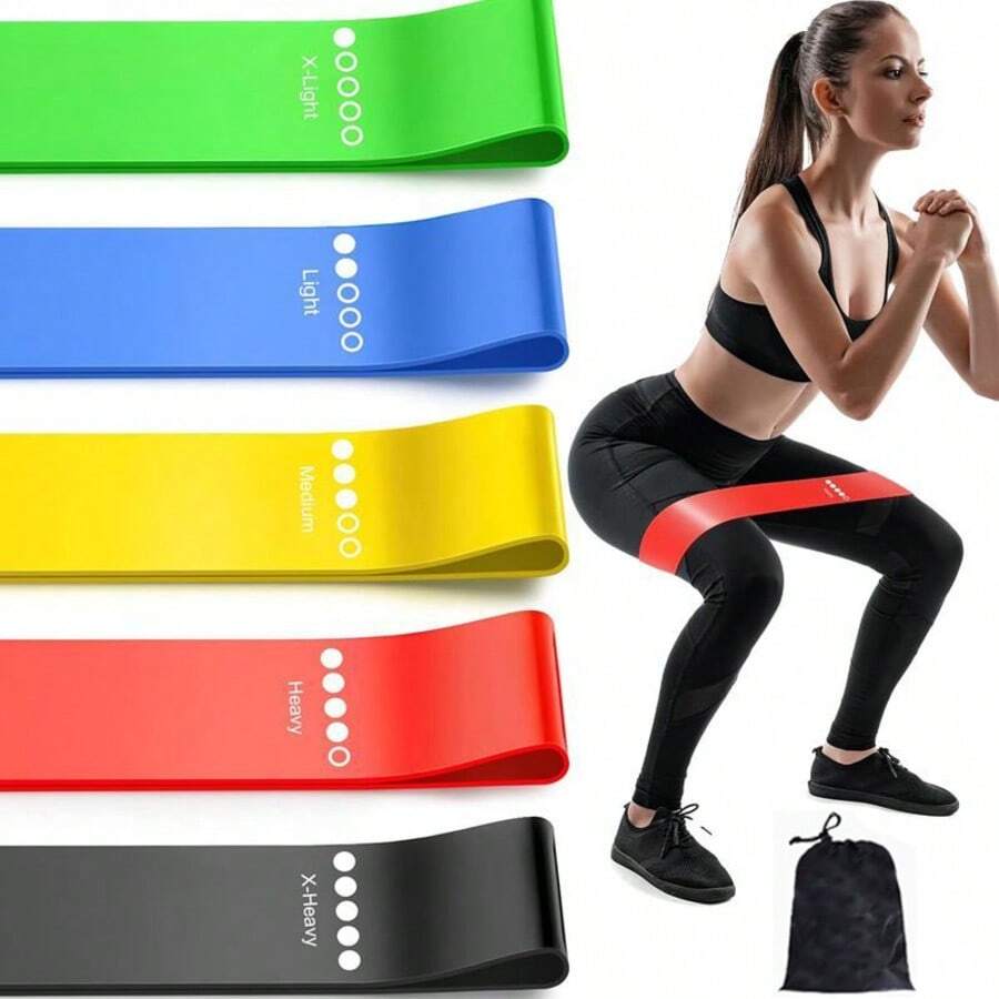 (5pcs) Yoga Fitness Shaping Rehabilitation Strength Training Resistance Band Set - Multicolor - View 1