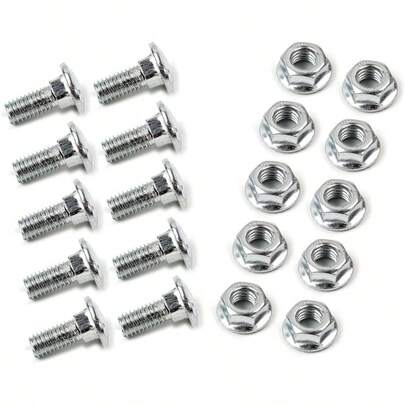Track Bolt Garage Door Hardware Screw Nuts 1/4"X5/8" (10)