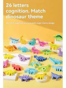 Mainan Favorit Bayi! 26 Balok Kayu Alfabet dengan Transportasi, Hewan, Dinosaurus, dan Kata-kata Bahasa Inggris, Mainan Edukasi Pembelajaran Dini untuk Balita - MultiWarna - View 7