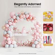 RibasuBB Adjustable Balloon Arch Kit For Weddings, Parties & Events - Durable Aluminum-Plastic Frame, Easy DIY Setup With Balloon Clips, Water Bags & Pump, Golden-White Color - A - View 3