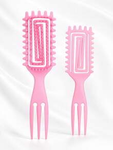 Multi-Color Curly Hair Styling Comb, 2 Spiral Design Curl Definition Detangling Combs, Round Head Pin Comb, Flexible Open Back Design, With 3-Tooth Tail Comb, Suitable For Wet/Dry Hair, Wavy/Curly/Coily/Thick Hair, Daily Parting And Styling - Multicolor - View 19