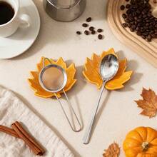 4pcs/Set 4-Inch Autumn Maple Leaf Shaped Ceramic Spoon Rest, Autumn Tableware Spoon Holder, Coffee Bar Decor Tray, Thanksgiving Halloween Home Decor Gift - View 7