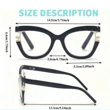 1 Pair Y2K Rainbow Gradient Cat-Eye Glasses, Color Gradient Frames Inlaid With Pearls, Perfect For Summer Trips, Street Shots & Party Accessories - 彩虹色 - 查看 9