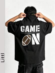 Boys' Teen Student Casual Printed Crew Neck Short Sleeve T-Shirt Summer Top - Black - View 7