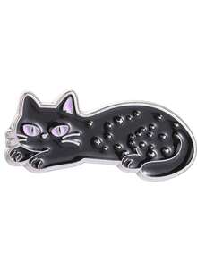 1pc Cute Black Cat Brooch, Clothing Backpack Lapel Pin, Friendship Gift, Unisex Daily Accessory - Multicolor - View 9