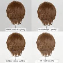 Short Straight Synthetic Wigs With Bangs Anime Game Cosplay Fluffy Daily Wig Heat Resistant For Party - Brown - View 8