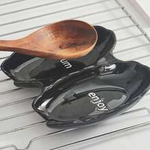 1pc Glossy Ceramic Spoon Holder, Modern Leaf-Shaped Kitchen Utensil Storage Rack, Countertop Spoon Holder, Suitable For Ladles, Spoons And Cooking Utensils, Heat-Resistant Spoon Tray, Coffee Bar Accessory, Home Kitchen Decor - Multicolor - View 7