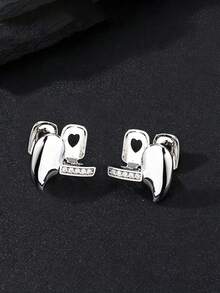 2pcs Set Fashion Symmetrical Diamond Inlaid CZ Teeth - Silver Plated Upper & Lower Jaw Hip Hop Party & Halloween Costume Accessory - Multicolor - View 4