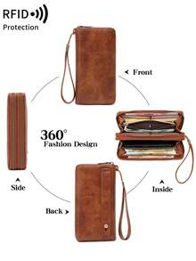 FOREVER MIYIN Women's RFID Long Wallet, Double Zipper Wristlet Clutch, Large Capacity Phone Card Holder Purse - Multicolor - View 6