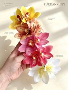 FURDANXINYI 7/5/4/1pc, Artificial Blue Orchid Flower Hair Clip, Handmade Sweet Hawaiian Beach Holiday Decor Women's Hair Accessory, Perfect For Spring And Summer! Soft Artificial Flower Hair Accessory Suitable For Women's Wedding Beach Hairstyle Accessory!, Bohemian Style Large Artificial Orchid Hair Pin, Vintage Colorful 3D Flower Hair Clip, Wedding Bridesmaid Headpiece - Multicolor - View 21