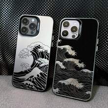 Laser Phone Case For IPhone 16 15 14 Pro Max Plus 13 Mini 12 11 Pro Max Fashion Great Black Wave Shockproof Protective Covers - CH-Black LKHL 1 - 查看 2