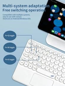 AKKHOO Keyboard Nirkabel Magnetik, Keyboard Nirkabel Portabel dengan Tombol Bulat, Cocok untuk Tablet, Ponsel Pintar, Keyboard Kantor Nirkabel - Hitam - View 7