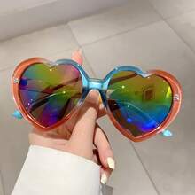 2026 New Fashion  Heart-Shaped Party Gathering Personality Quirky Street Style Catwalk Styling Glasses - Pink Green Frame Purple Film - View 4