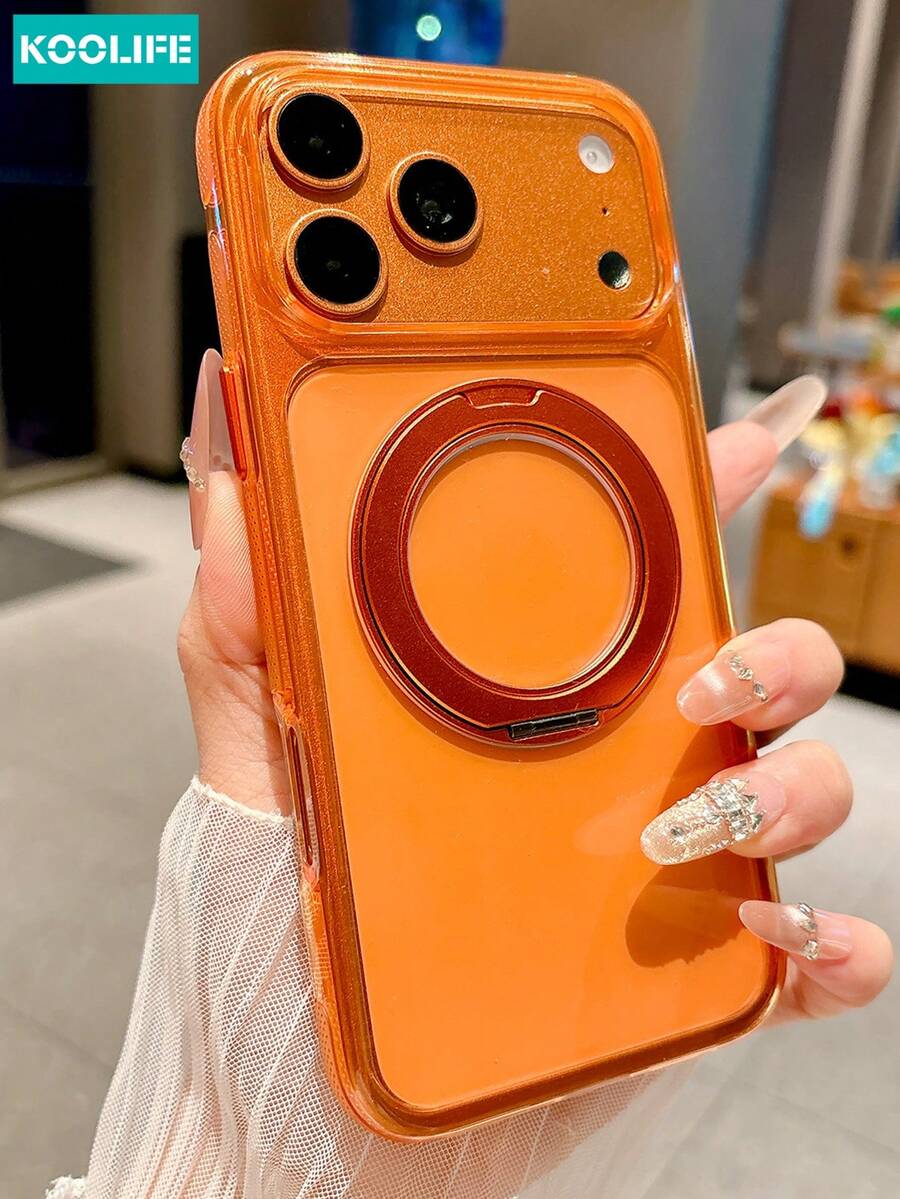 Koolife 1pc Magnetic Phone Case With 360° Rotating Stand, Large Window Camera Protection, MagSafe Compatible Shockproof Shell, Perfect Gift For Women And Girls, Compatible With IPhone 17/17 Pro/17 Pro Max