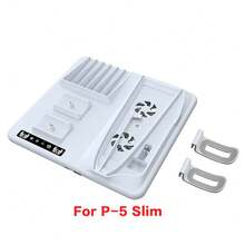 iplay Multi-Function Charging Cooling Stand For PlayStation 5 Slim, With Cooling Fan And Controller Charger, Includes 6 Game Cartridge Storage Boxes And 2 Storage Hooks - White - View 10