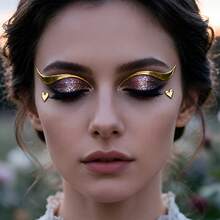 4pcs Y2K Eyeliner Style Metallic Silver Face Decoration Stickers, Waterproof Eyeliner Stickers, Suitable For Festival Party Makeup - Multicolor - View 5