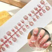 Kids Short Square Press On Nails, Summer Transparent Pink Fake Nail Tips With Cartoon Cat, Lemon Slice, Bow, Star & Fruit Print, DIY Manicure Kit For Little Girls, Party Holiday Daily Play Dress Up Nail Art Gift - Multicolor - View 12