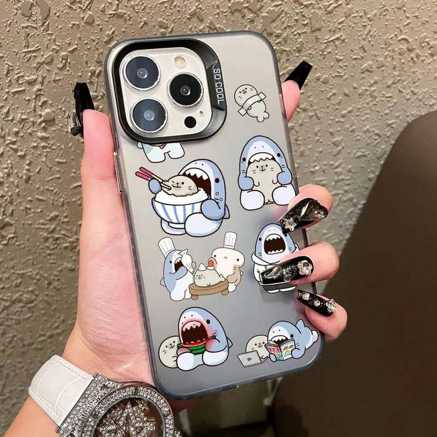 Cartoon Cute Shark Pattern Laser Phone Case For IPhone 17 16 15 14 Pro Max Plus 17 Air 13 12 Mini 11 Pro Max Shockproof Covers - CH-黑 SYKT 5 - 查看 1
