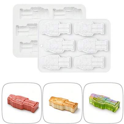 1pc 6-Cavity Christmas Nutcracker Silicone Mold, Soldier Shaped Mousse Cake Mold, Silicone Chocolate Fondant Baking Mold, For Making Chocolate Bars, Mousse Cakes, Jelly Pudding, Holiday Cake Decoration, Heat Resistant Easy Release Reusable