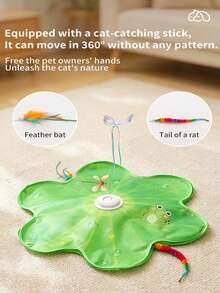 Automatic Interactive Cat Toys 360° Irregular Movement Simulating Prey, Hands-Free, USB Rechargeable, Smart Sensing Rotation Cat Teaser Wand , Stimulating Hunting Instinct, Self-Entertainment Tool Pet Toys Automatic Cat Toys - Green - View 4