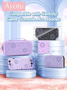 Ayotu 適用於 2025 新款 Switch2 線性太陽與星星圖案遊戲主機外殼與配件，適合 Switch2 7.9 吋保護殼。套裝包含保護殼、收納袋、底座外殼、主機防塵罩、遊戲卡收納盒、Joy-Con 控制器保護套以及其他多種風格配件可供選擇，是返校禮物、生日禮物與遊戲愛好者的理想選擇 - 查看 11