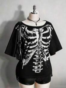 Colección de Verano 2026, Camiseta Retro Gótica Talla Grande: Calavera Desgastada & Rosa, Estilo Punk Y2K, Tallas S-7XL, Envío en 24H - Negro 3 - Ver 17