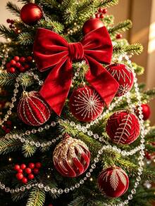 3.15 Inch Flocked Christmas Ball Ornament, Burgundy Glitter Flocked Christmas Tree Hanging Pendant, Rhinestone Flocked Painted Christmas Ball, Suitable For Winter Christmas Tree, Holiday Party, Home Wreath, Wedding Home Decor, New Year, Creating Festive Atmosphere - Red - View 11