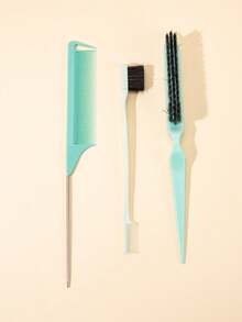 Hair Comb Set, Fluffy Hair Brush, Tail Comb And Edge Comb, Suitable For Styling Hairline And Back Of Head, Convenient For Combing And Smoothing Hair. Hair Styling Tools, Hair Products And Accessories - Mint Green - View 3