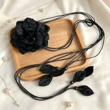 1Pc Boho Chiffon Floral Knotted Waist Sash, Versatile Wax Rope Tassel Tie Belt, Adjustable Summer Beach Wedding Dress Decor For Women - Floral Waist Tie - View 11