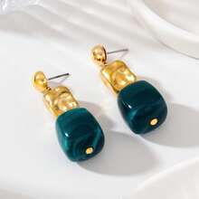 Fashionable Elegant Dark Green + Burgundy Beaded Earrings - Dark Green & Wine Red - View 8