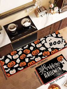 1/2pcs Halloween Kitchen Decor Rug, Halloween Cute Ghost Pumpkin Kitchen Rug And Mat, Non-Slip Washable Absorbent Kitchen Accessories Decor Mat, Best Halloween Party Decoration! - Multicolor - View 14