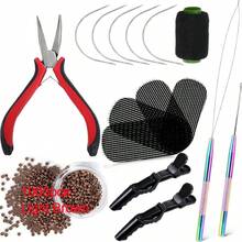 Hair Extension Tool Kit - Silicone Micro Beads, Stainless Steel Beads Plier, Metal Bead Threader And Needle Pulling Hook For Beading Hair Extensions, Girls Cosplay Party Hair Styling Tool - View 11