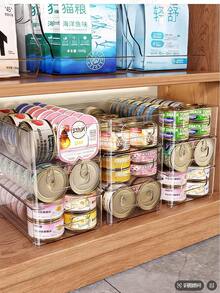 4pcs Stackable Cat Food Storage Containers, Large Capacity With Handles, Cat And Dog Toy Storage, Cat And Dog Food Storage, Suitable For Cat And Dog Treats, Kitchen, Refrigerator And Cabinet Storage Containers. - Clear - View 4