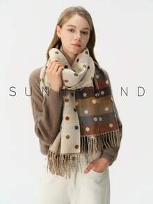 1pc Women's Polka Dot Minimalist Versatile College Style Polyester Jacquard Scarf, Suitable For Autumn/Winter Daily Wear - Beige - View 5
