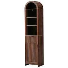 1-Door 1-Drawer 4-Tier Bathroom Vanity Grille-Finished MDF Melamine-Faced Bathroom Cabinet Arched Top 15.75*11.81*66.93in Walnut - Walnut - View 10