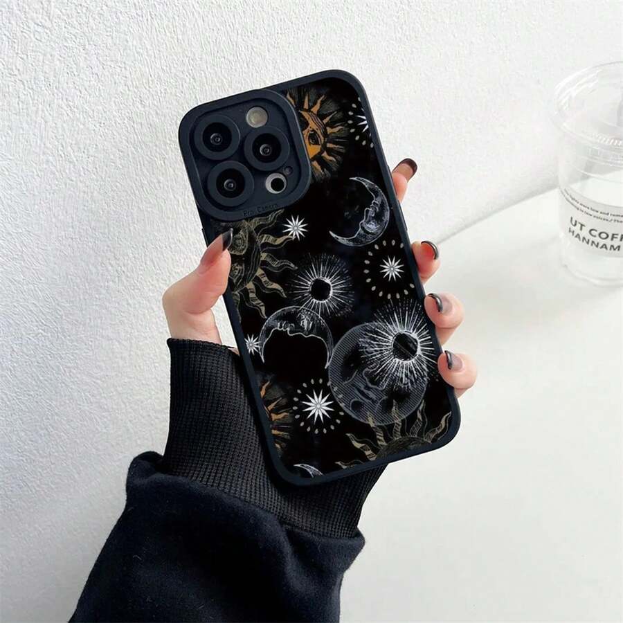 Funny Sun Moon Face Silicone Phone Case For IPhone 14 Pro Max Plus 13 12 Pro Max 11 XS X XR SE2 7 8 Plus Soft Back Cover Fundas - T-Black SHRY 1 - 查看 1
