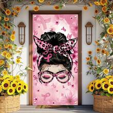 2D Door Banner, 1pc, Breast Cancer Awareness Door Banner, Breast Cancer Party Charity Party Door - Breast Cancer Prevention - View 6
