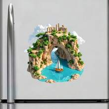 卡普里拱形海洞綠松石波浪與帆船磁鐵，地中海最迷人通道的紀念品，適用於家中所有金屬表面 - A - 查看 2