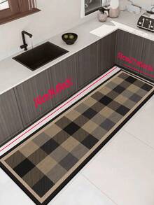 1 Pc Black-Brown Checkered Pattern Kitchen Mat, 3.5 Mm Soft Rubber That Absorbs Water And Is Easy To Clean. Suitable For Corridors, Bathrooms, Living Rooms, Outdoor Door Mats, And Toilets. Useable Throughout The Year And For Various Holidays. - Multicolor - View 17