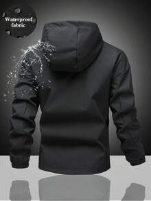 Side Colorblock Stripe Hooded Functional Jacket, Unisex Outdoor Cycling Hiking Commuting Spring Autumn Lightweight Layering Long Sleeve Jacket, Versatile Casual Top For Daily Wear - black red - View 2