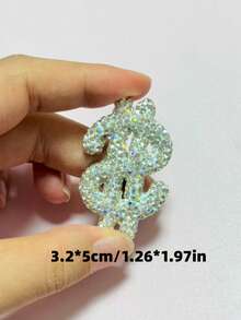 1 pieza Blanco Lujo Brillo Completo de Strass Símbolo de Dólar Bolsa de Dinero Lazo de Labios Oso Mariposa Adorno de Encanto de Diseñador Funda de Teléfono Decoraciones de Coche DIY Sin Adhesión Espejo Retrovisor Accesorios de Salida de Aire del Coche Manualidades - blanco - Ver 12
