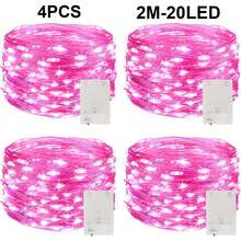 4pcs/Set 2/5M Pink Copper Wire Fairy Lights, Battery Operated Micro LED String Lights, Rose Pink Flexible Lights, Indoor Christmas Tree Xmas Gift Box Wreath Bedroom Wedding Party Holiday Decor String Light - Copper Wire String Lights - View 11