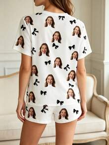 Women's Customized Pajama Set, Suitable For Spring Wardrobe, Includes Personalized Pattern Design Pajamas - Multicolor - View 3