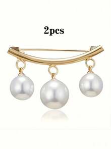 4/2pcs Pearl Waist Cincher Brooch, Gold And Silver Non-Slip Waist Clip For Dress, Shirt, Pants - Multicolor - View 7